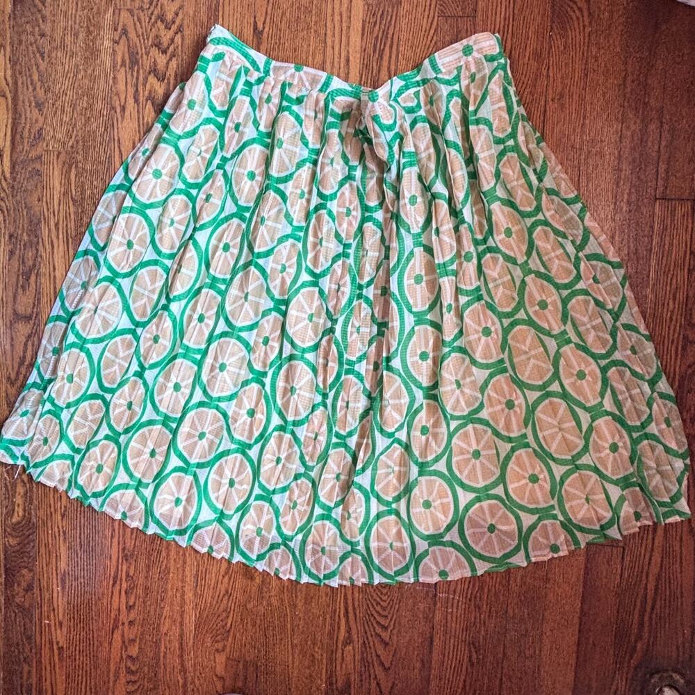 ModCloth Pleated Skirt Green Citrus Print Plus Size 4X